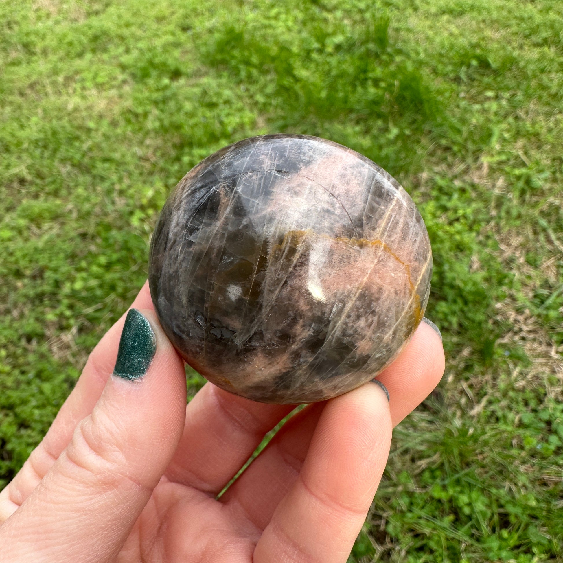 Black Moonstone Palm Stone