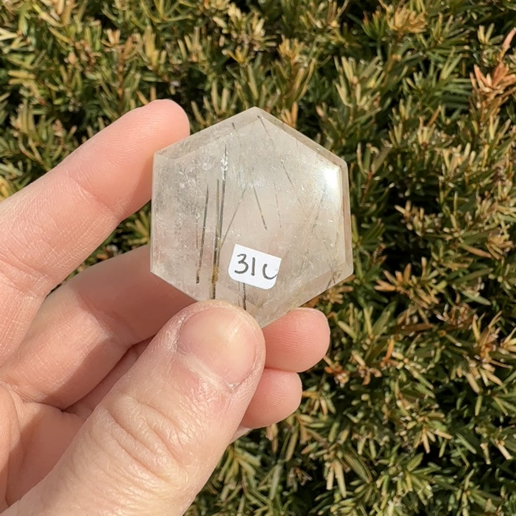 Gold Rutile Quartz Hexagon