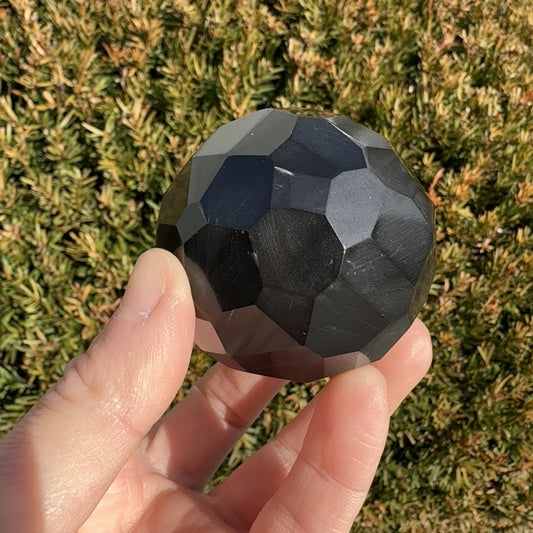 Black Obsidian Faceted Sphere
