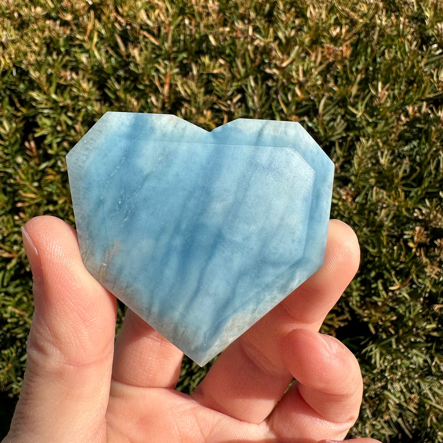 Aquamarine Faceted Heart