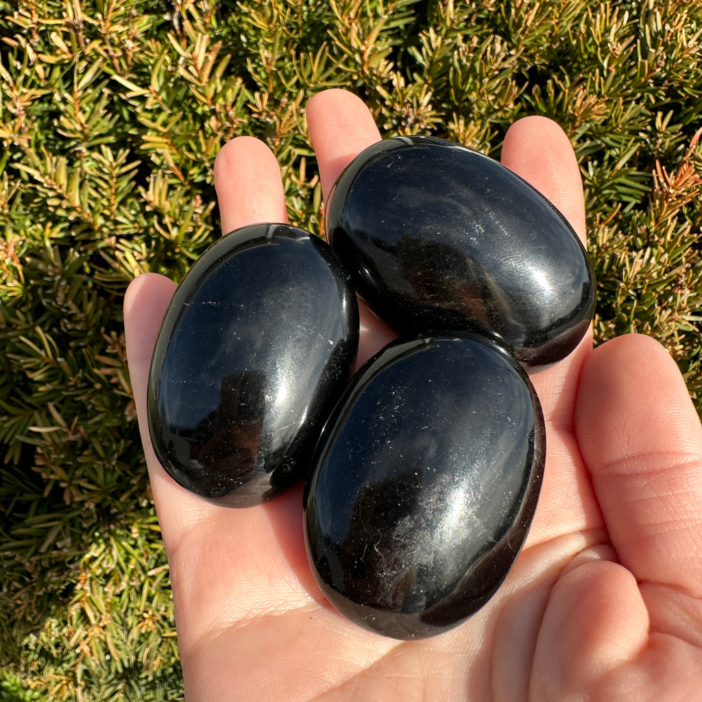 Black Obsidian Palm Stone
