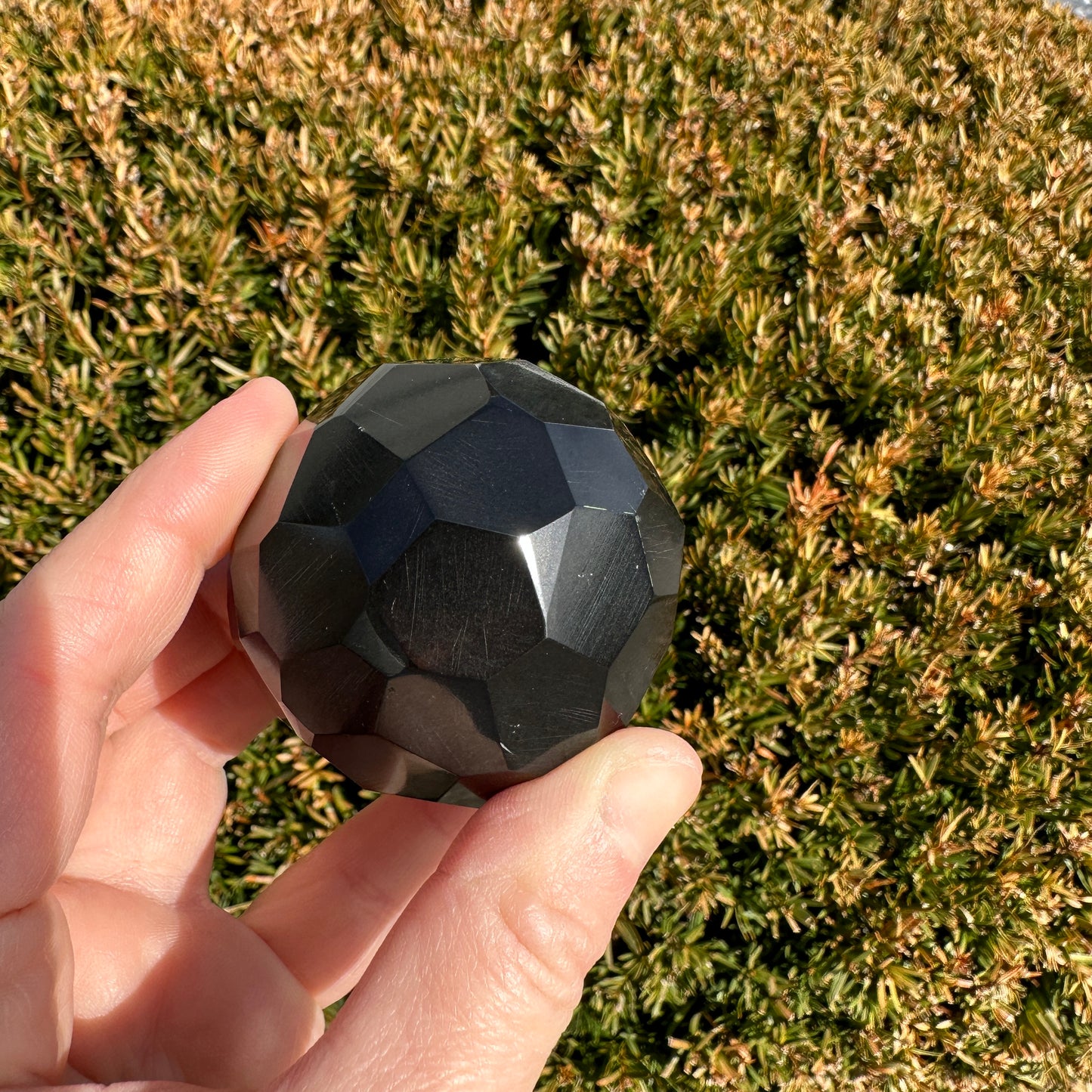 Black Obsidian Faceted Sphere