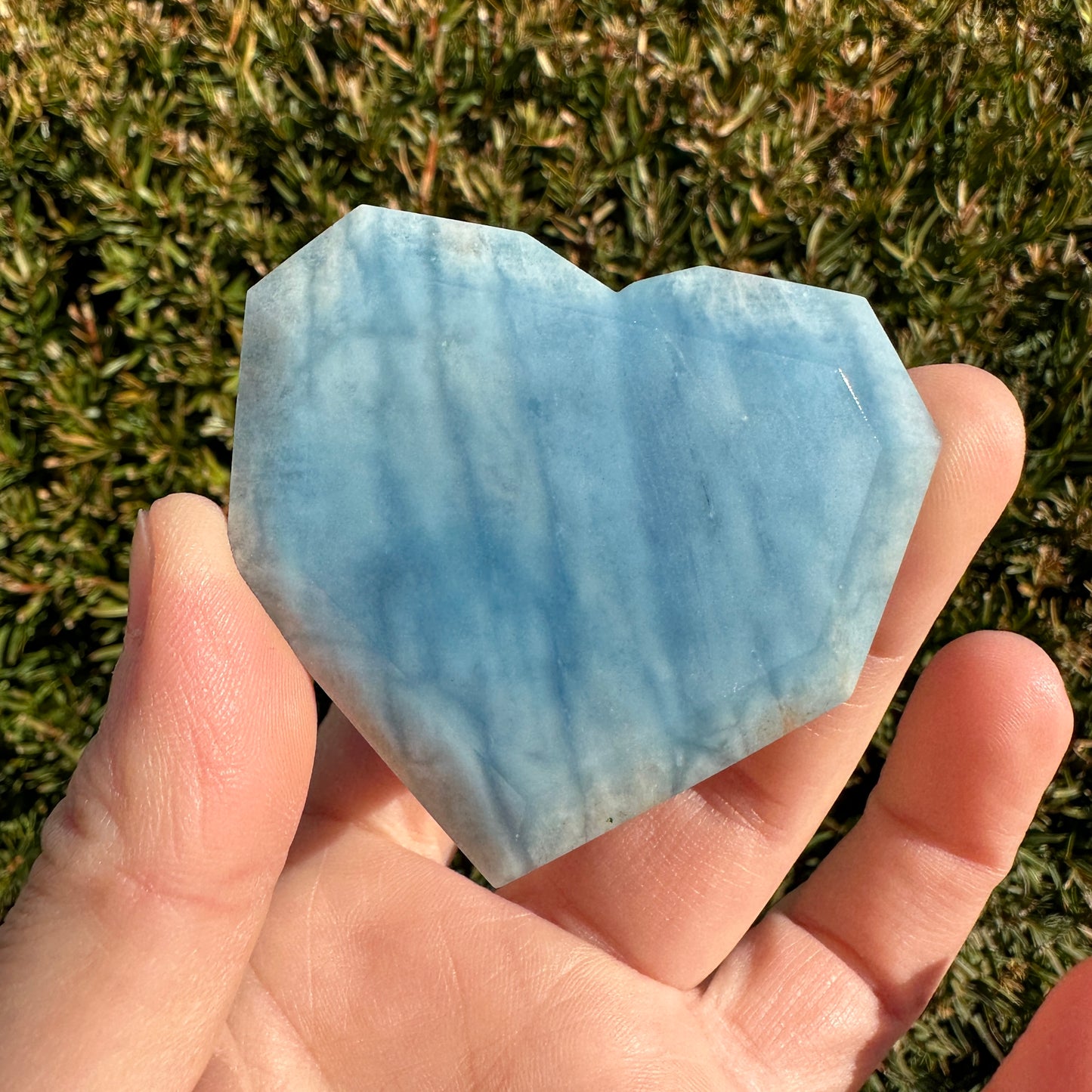 Aquamarine Faceted Heart